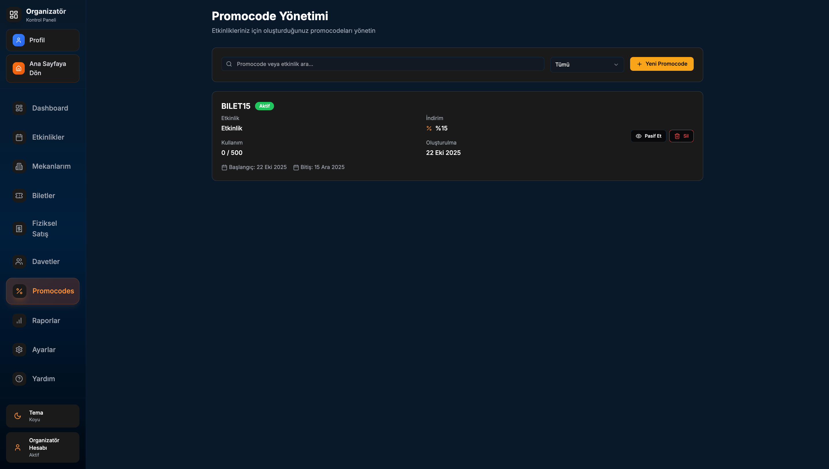 Kampanya Motoru ekran görüntüsü